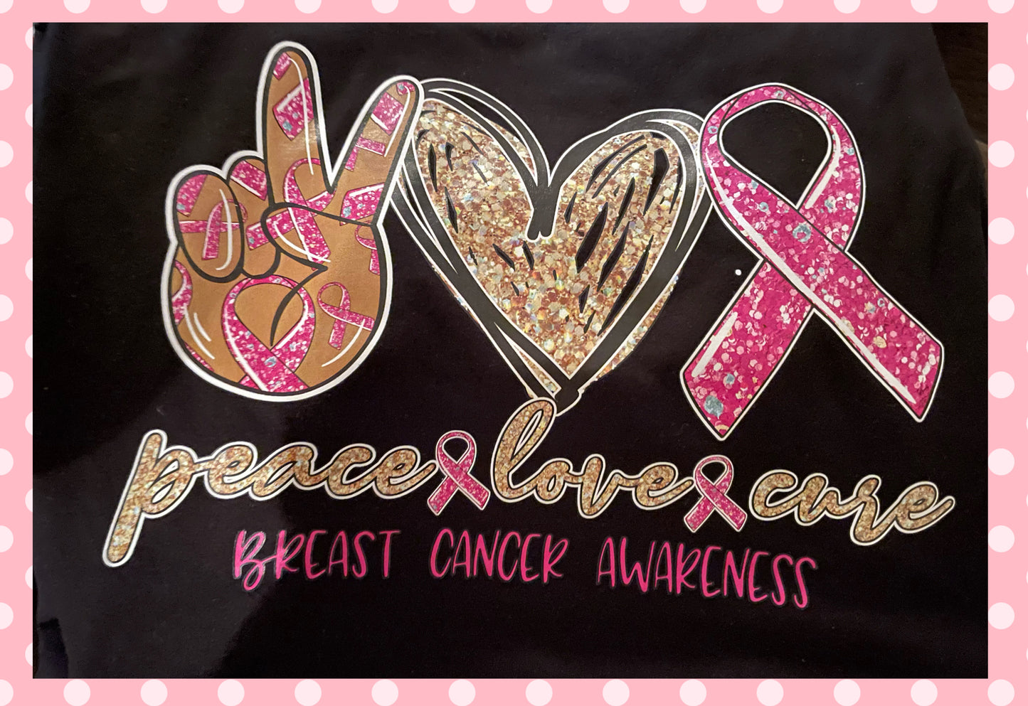 Peace Love Cure Breast Cancer Awareness T-Shirt