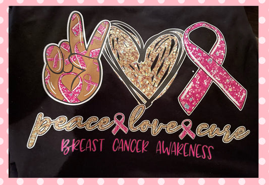 Peace Love Cure Breast Cancer Awareness T-Shirt