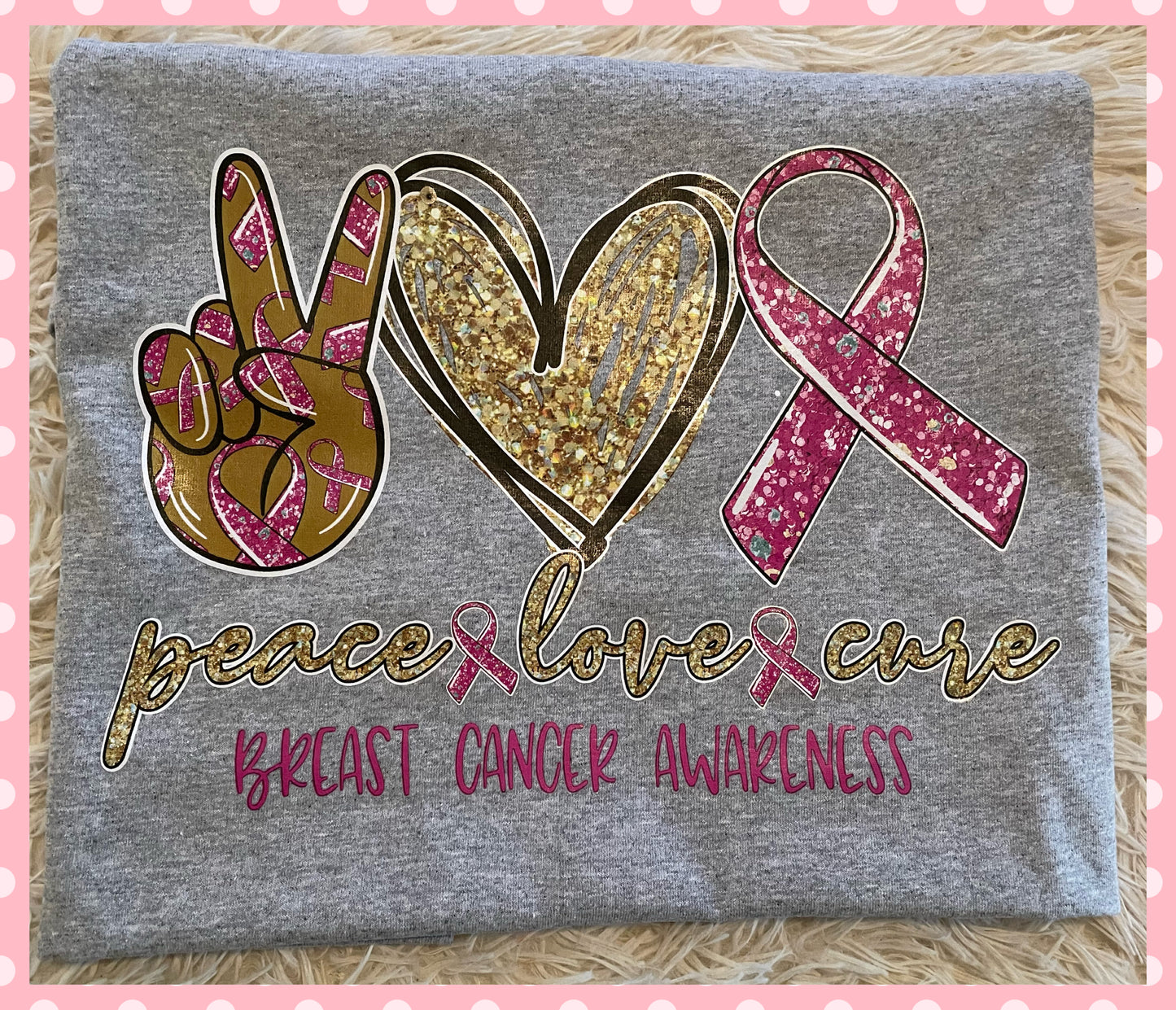 Peace Love Cure Breast Cancer Awareness T-Shirt